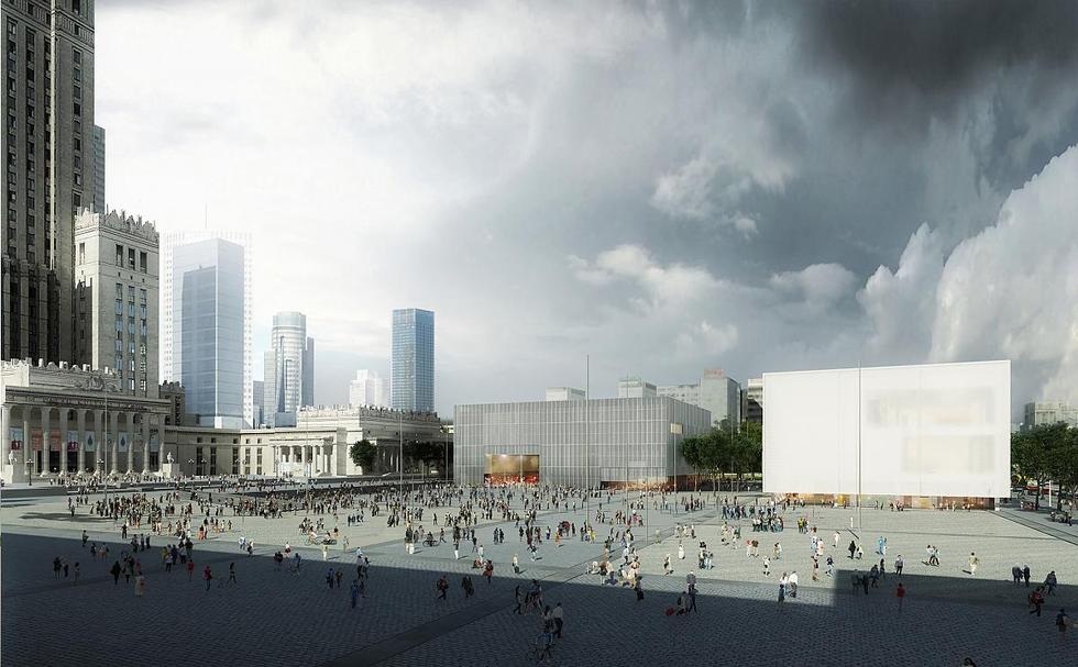 Wizualizacje Muzeum Sztuki Nowoczesnej i TR przy Placu Defilad w Warszawie